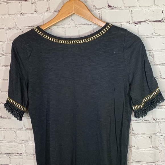 LOFT Short Sleeve Top with Embroidered & Fringe - Picture 6 of 9